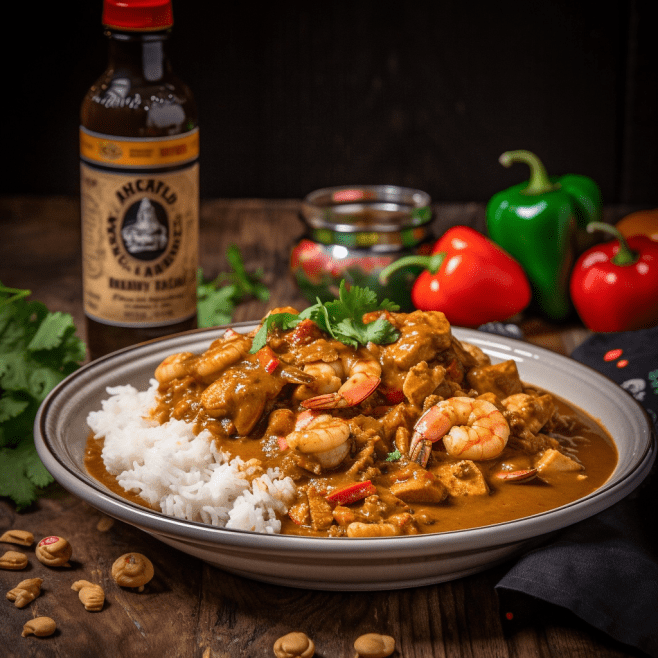 Chicken, Shrimp and Andouille Etouffee