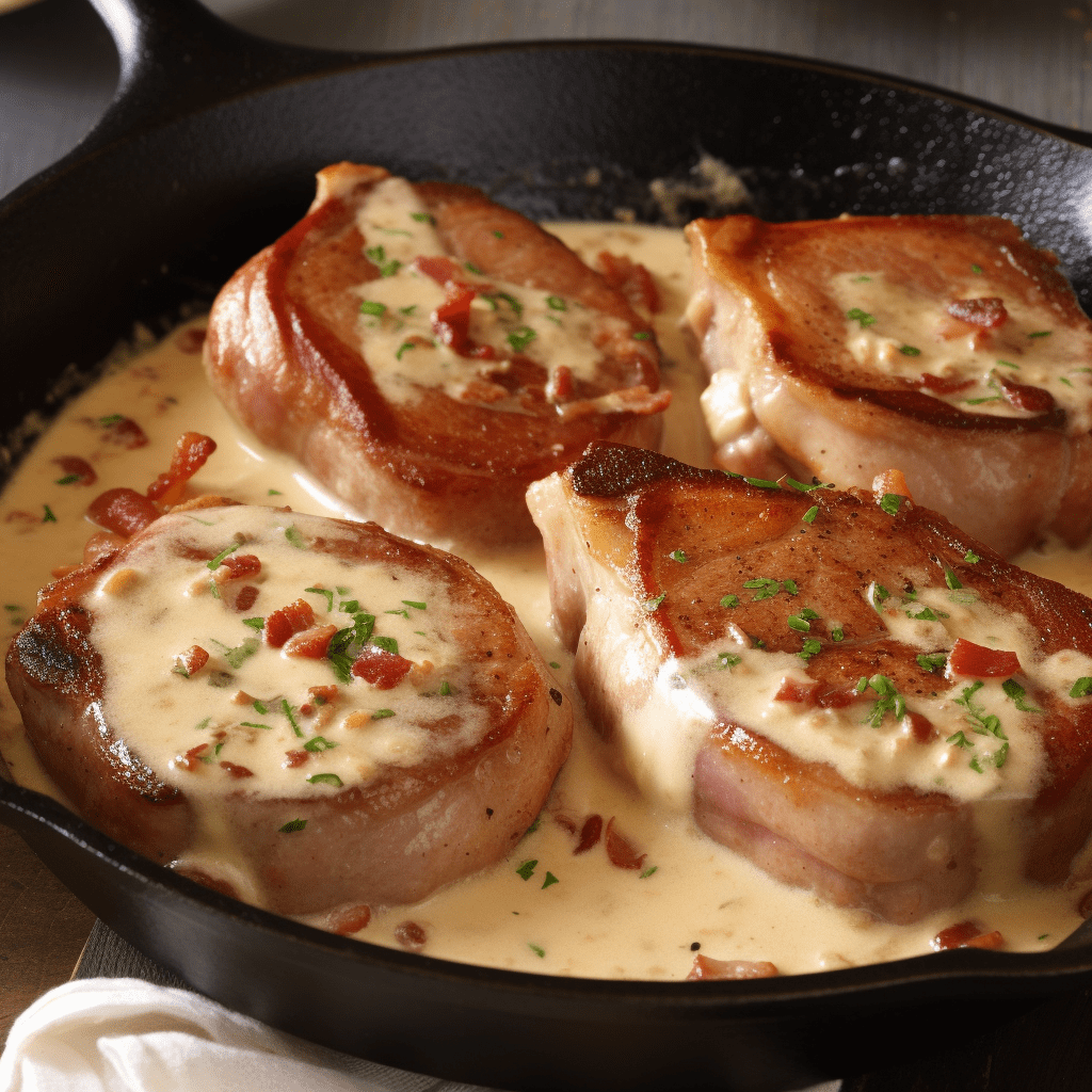 Creamy Garlic Bacon Pork Chops