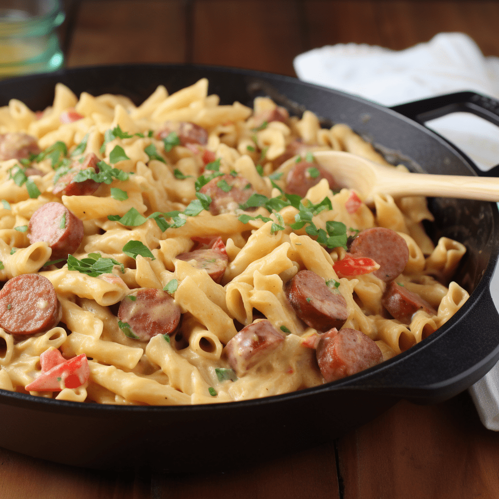 Creamy Mexican Pasta with Smoked Sausage Skillet Dinner