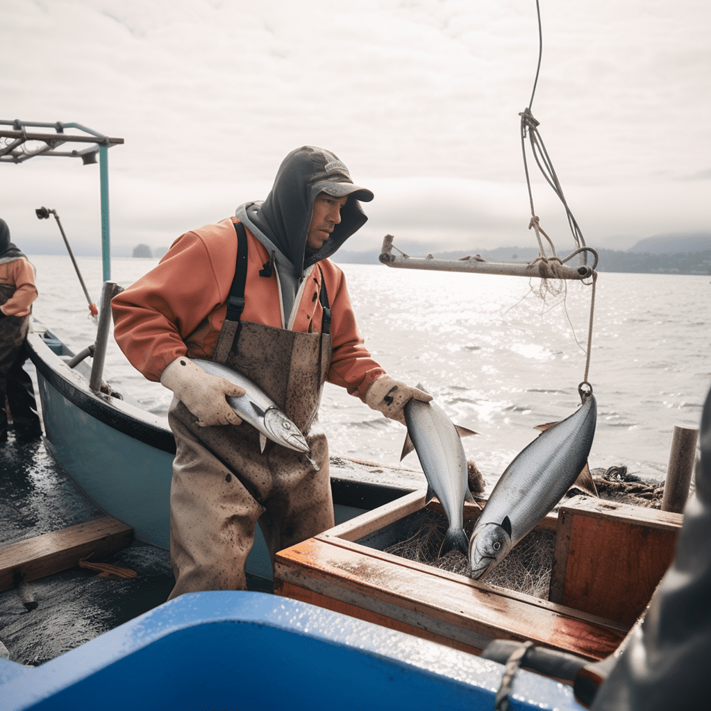 fisherman getting tuna