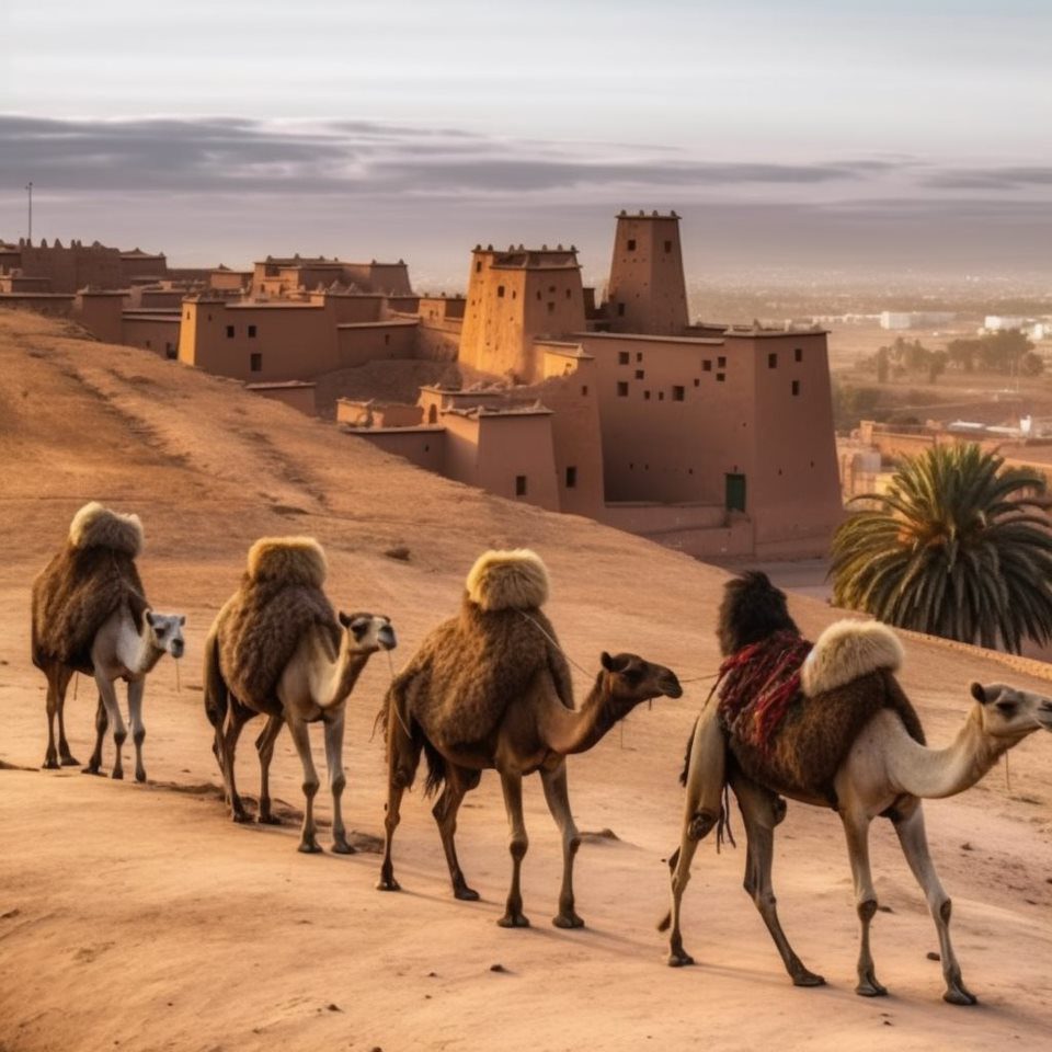 camels on the desert